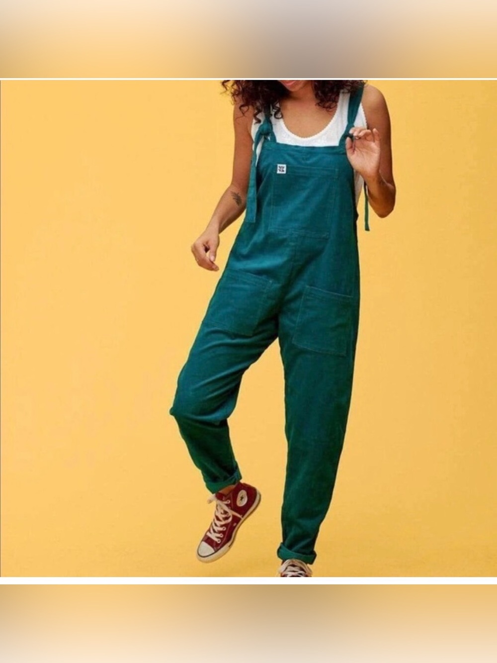 Lucy & Yak Teal Original Corduroy Dungarees US Size 2 Regular EUC